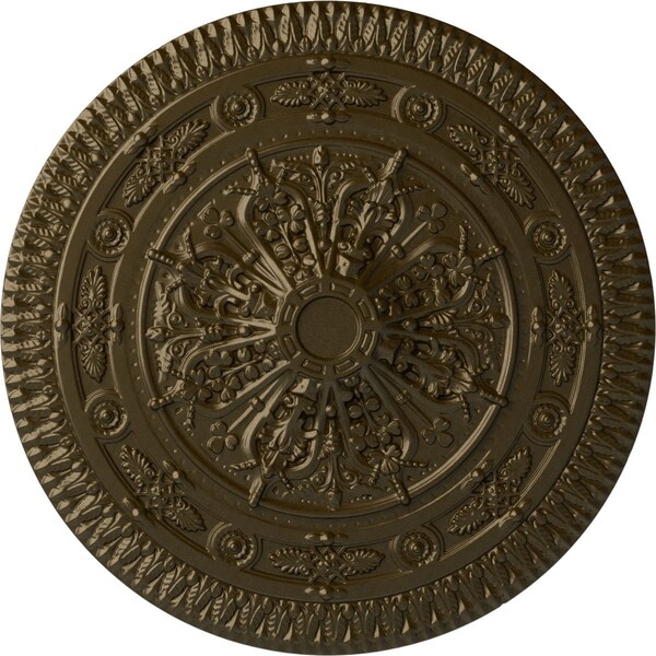 Ekena Millwork Naple Ceiling Medallion (Fits Canopies up to 3 3/8"), Hand-Painted Brass, 37 1/2"OD x 3 3/8"P CM37NABRS - main